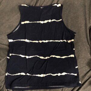 Blue with white stripped matching outfit.